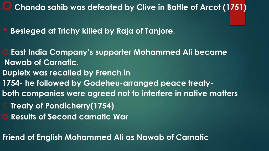 o chanda sahib was defeated by clive in battle