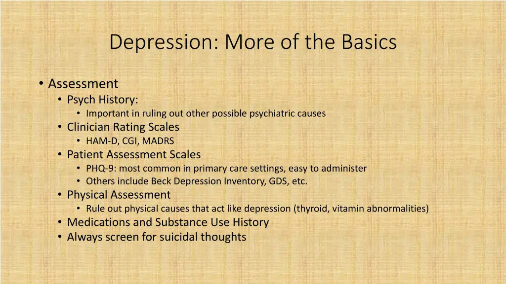depression more of the basics