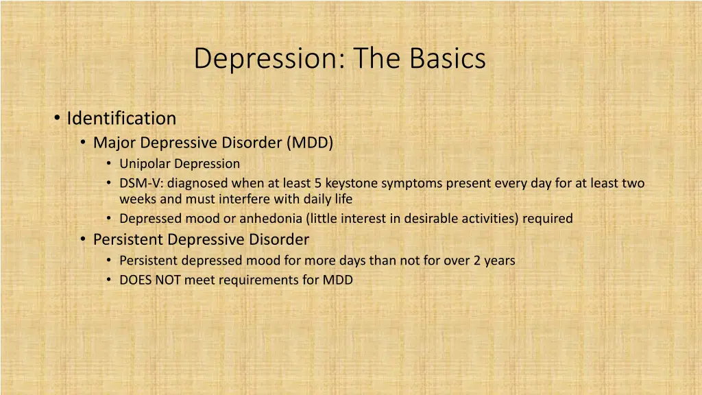 depression the basics