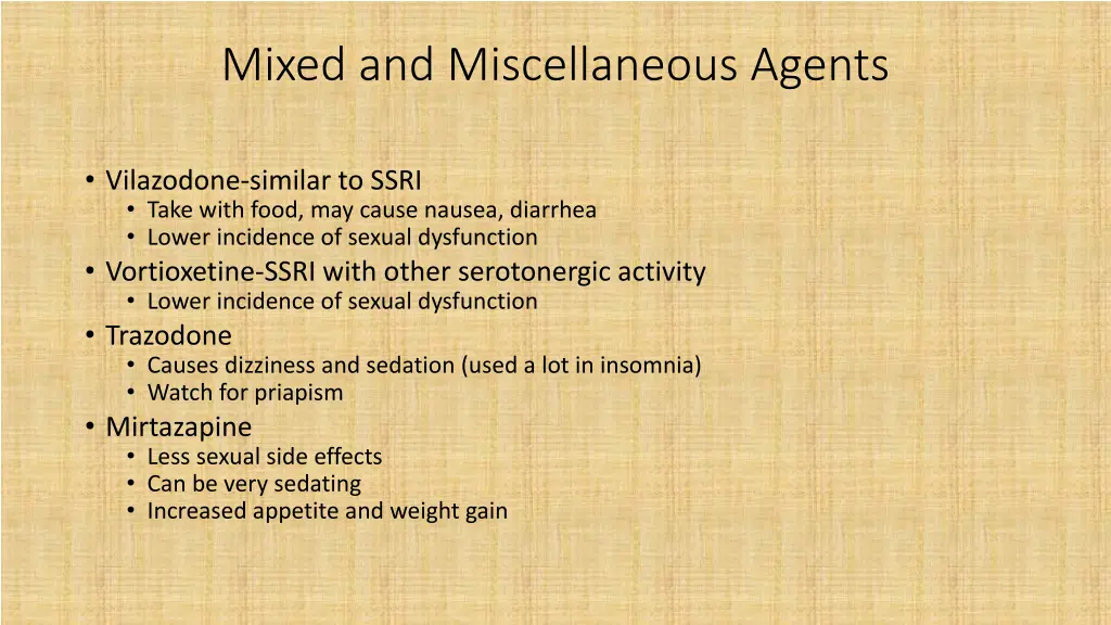 mixed and miscellaneous agents