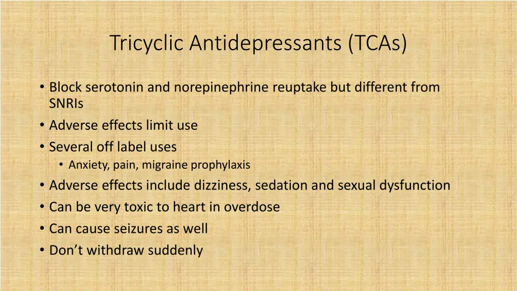 tricyclic antidepressants tcas