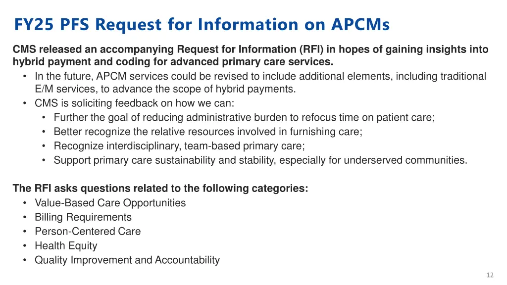 fy25 pfs request for information on apcms