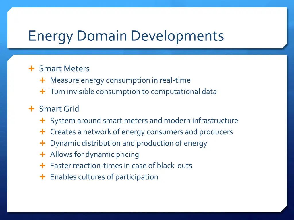 energy domain developments