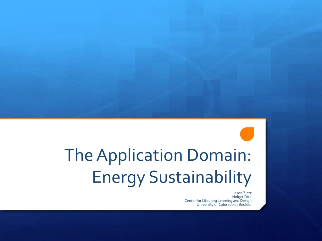 the application domain energy sustainability