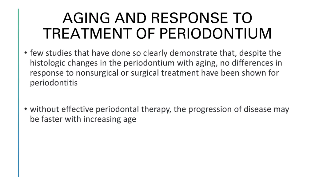 aging and response to treatment of periodontium