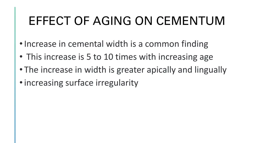 effect of aging on cementum