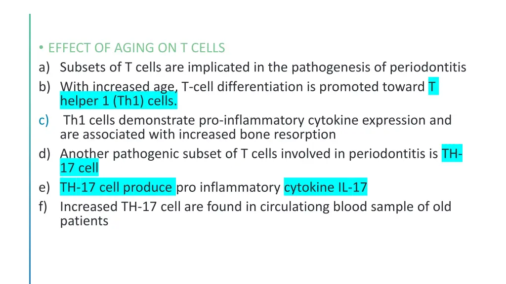 effect of aging on t cells a subsets of t cells