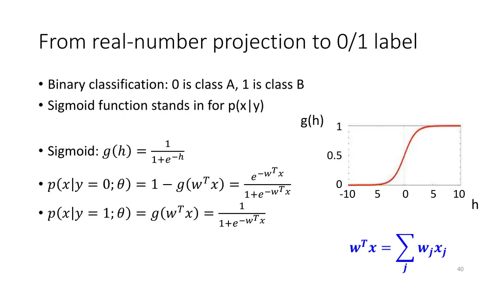from real number projection to 0 1 label