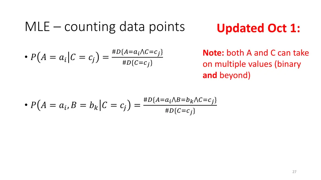 mle counting data points