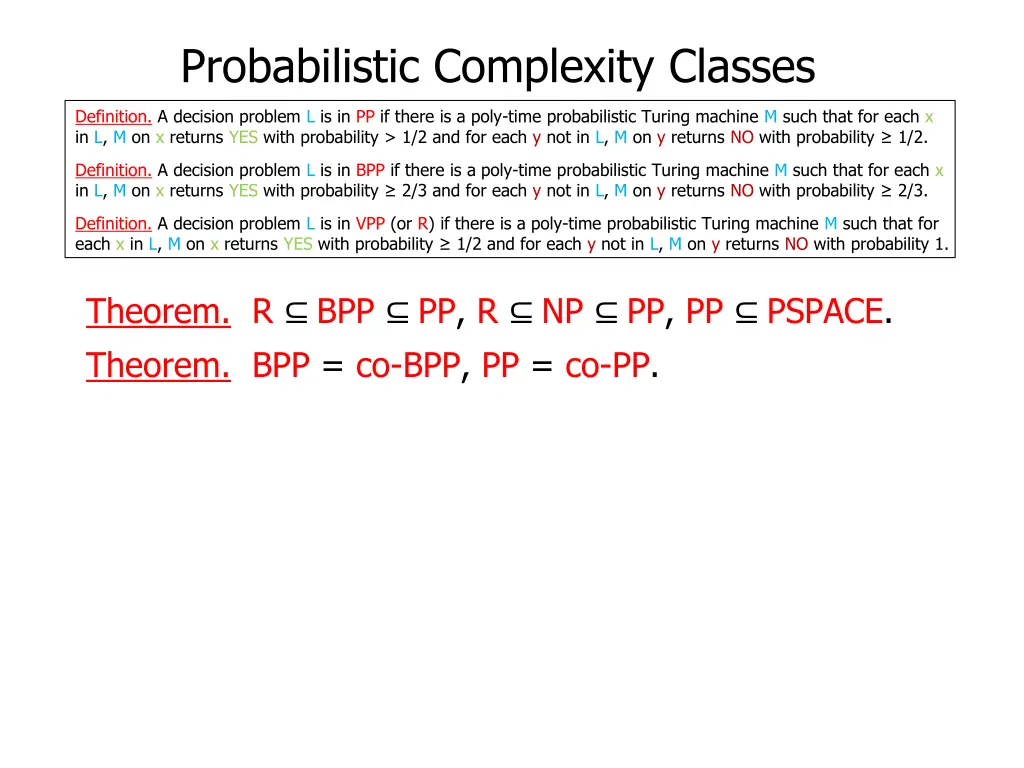 probabilistic complexity classes 1