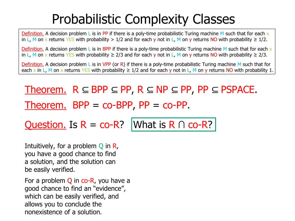 probabilistic complexity classes 10