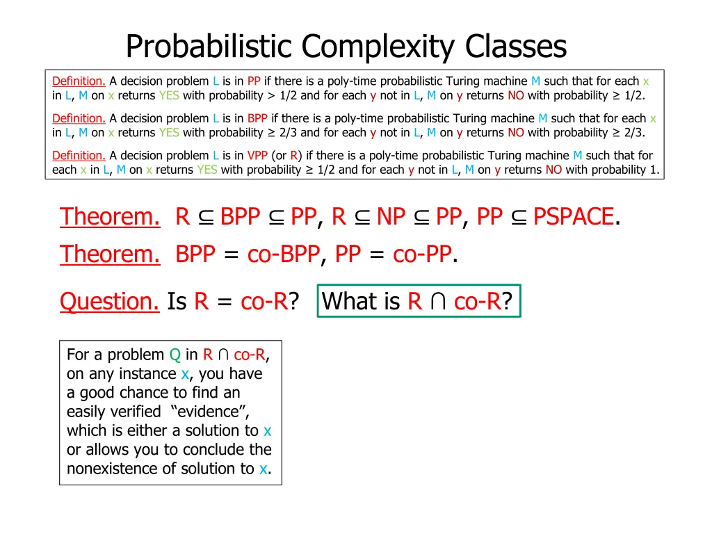 probabilistic complexity classes 12