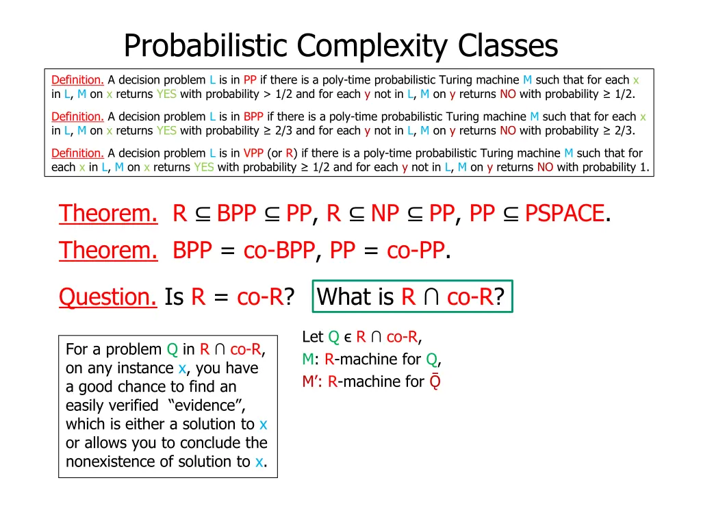 probabilistic complexity classes 13