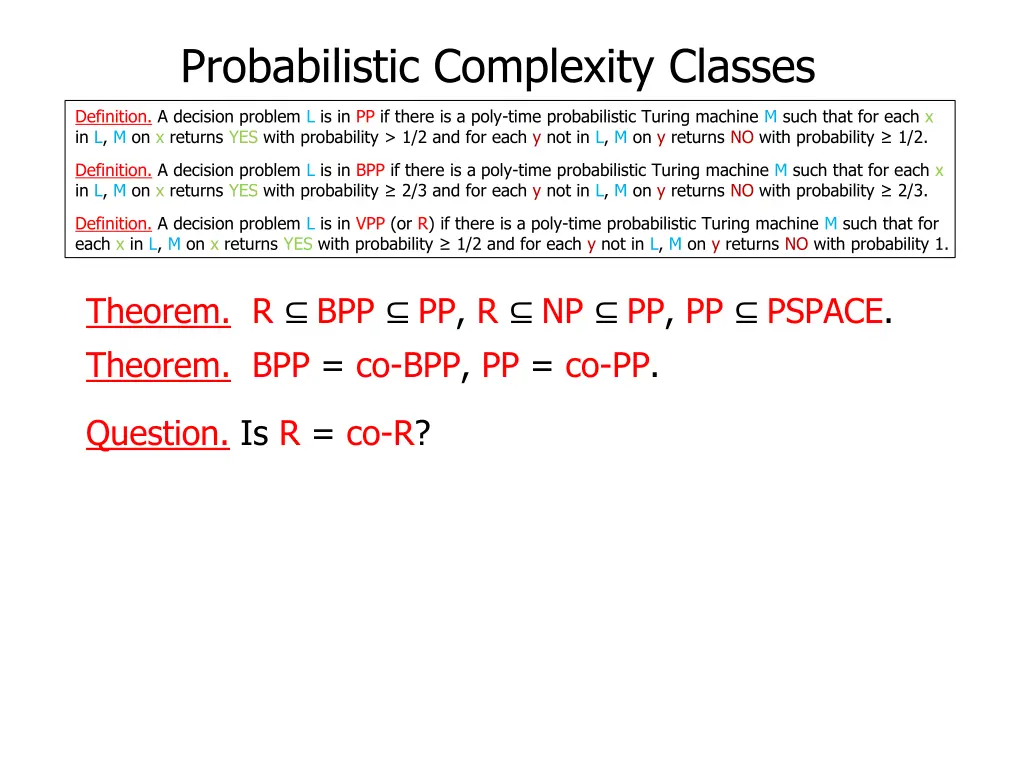 probabilistic complexity classes 2