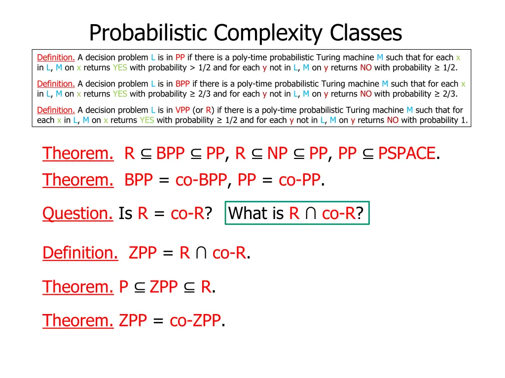 probabilistic complexity classes 21