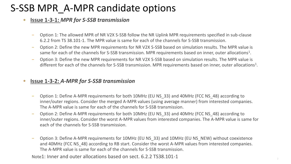s ssb mpr a mpr candidate options