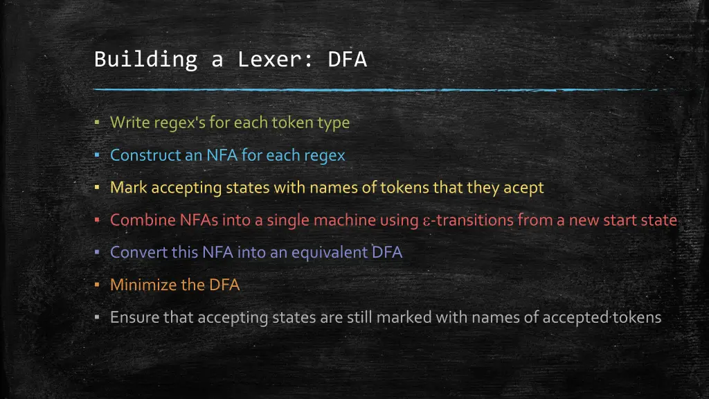 building a lexer dfa 1