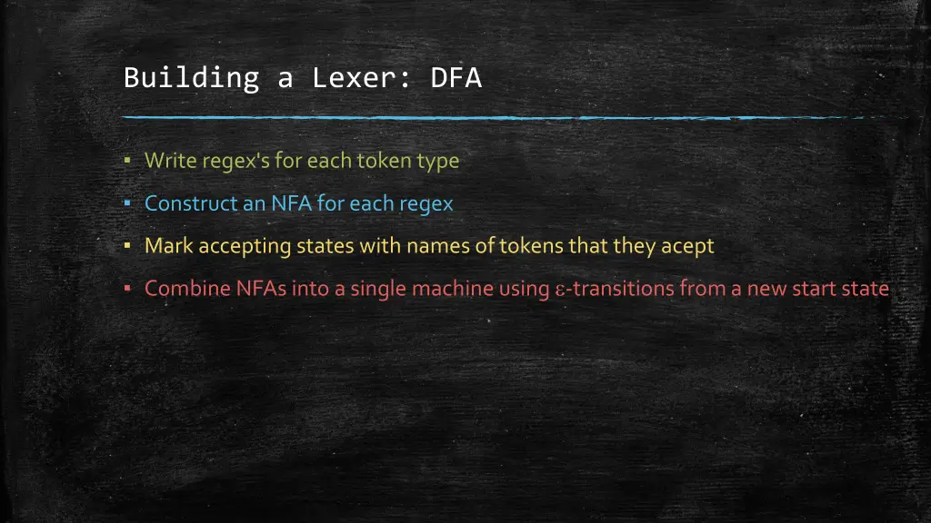 building a lexer dfa