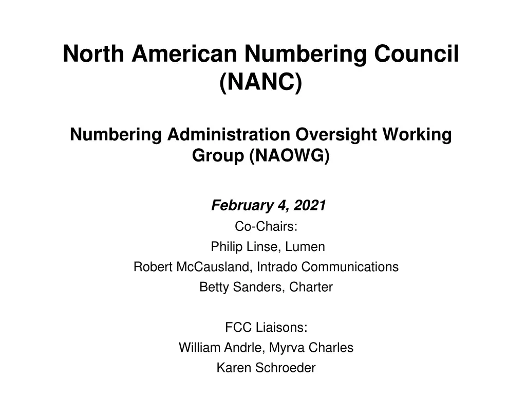 north american numbering council nanc
