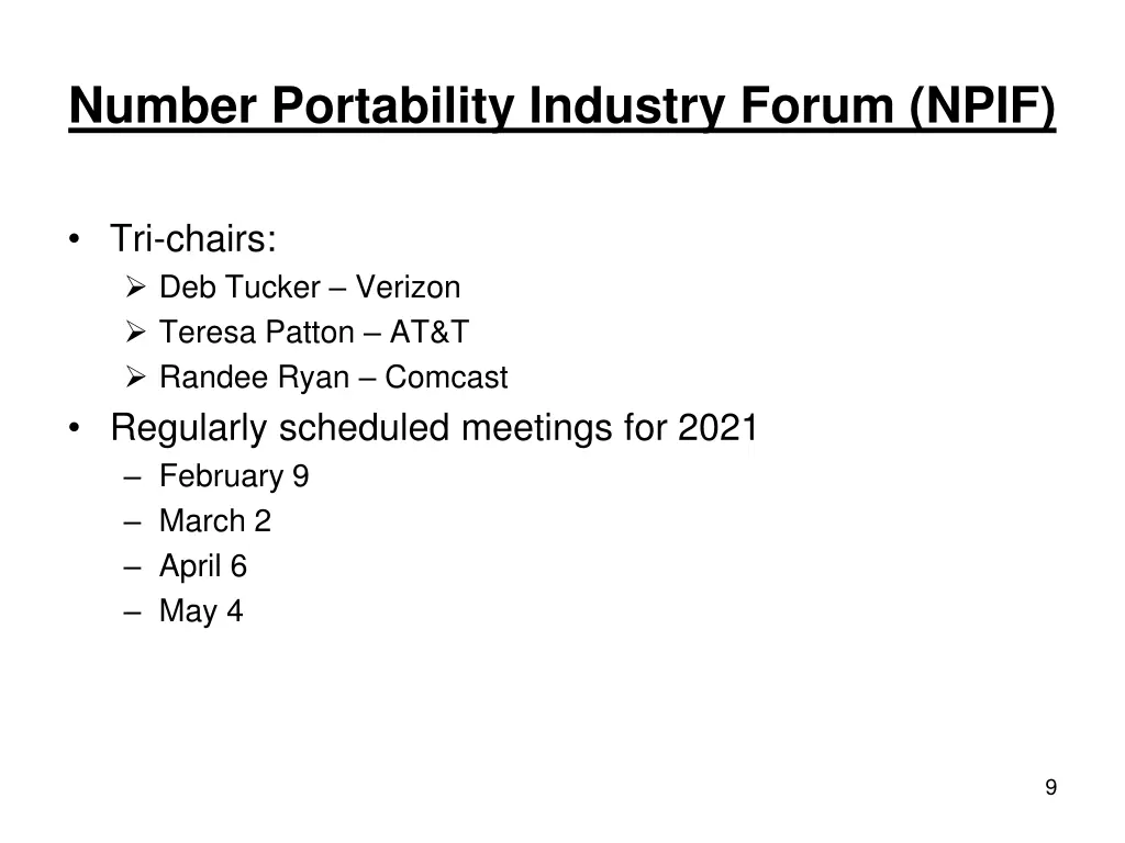 number portability industry forum npif