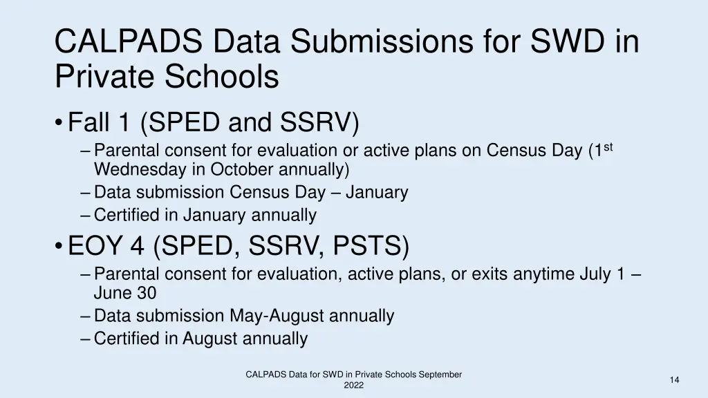 calpads data submissions for swd in private