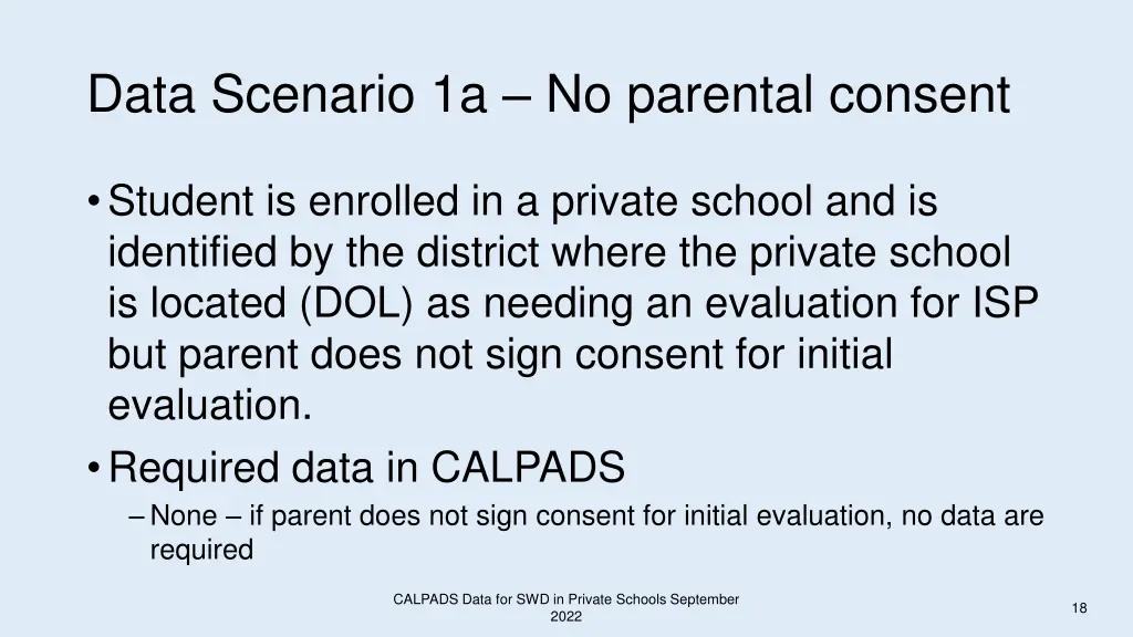 data scenario 1a no parental consent