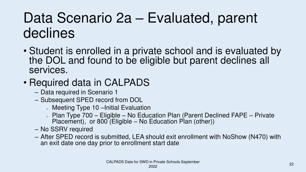 data scenario 2a evaluated parent declines