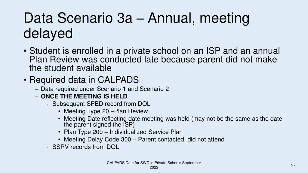 data scenario 3a annual meeting delayed student