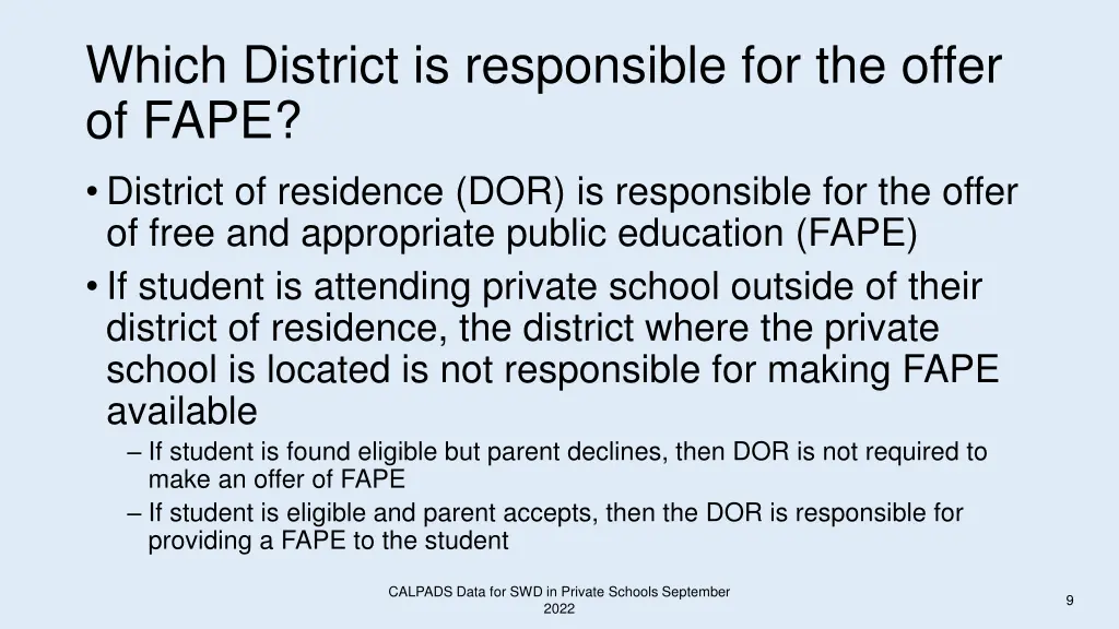 which district is responsible for the offer