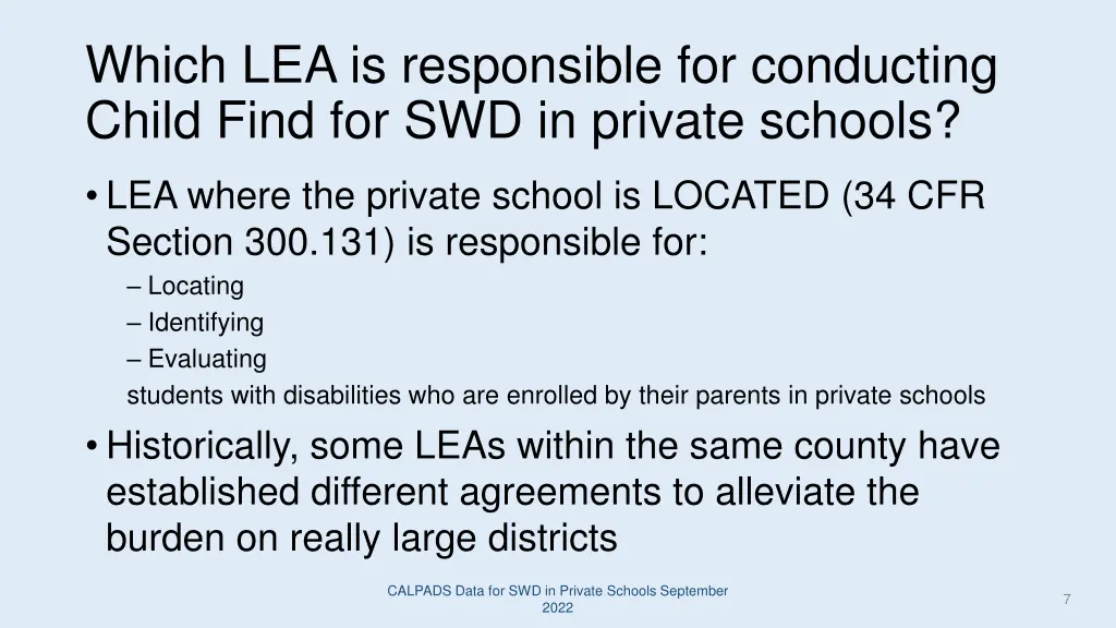 which lea is responsible for conducting child