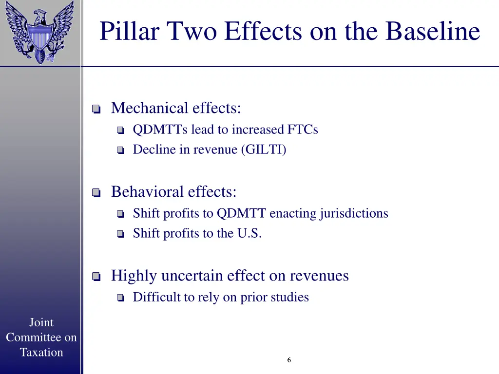 pillar two effects on the baseline