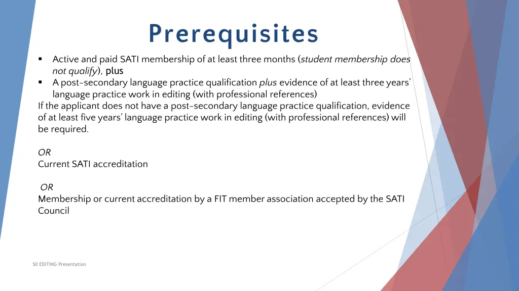 prerequisites