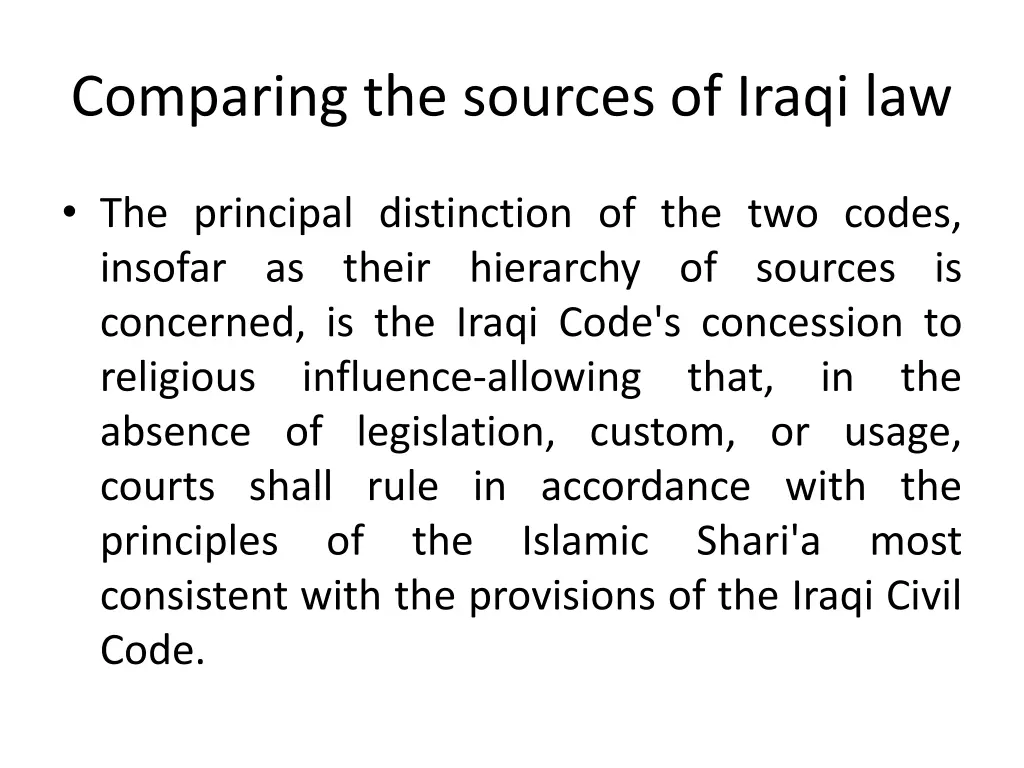 comparing the sources of iraqi law 2