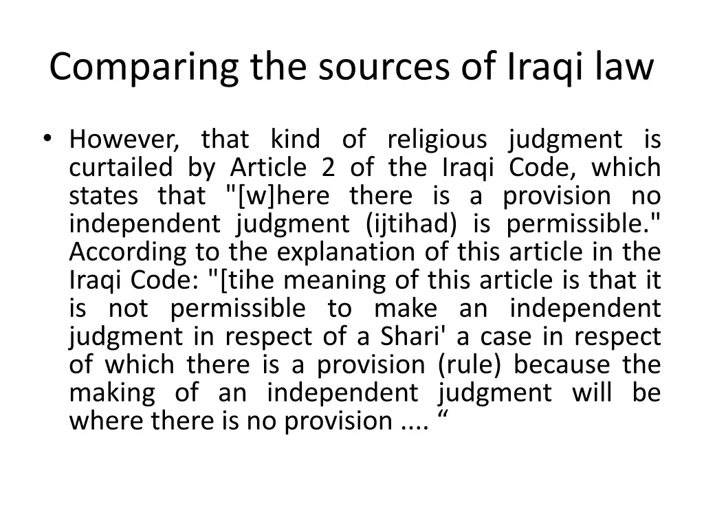 comparing the sources of iraqi law 3