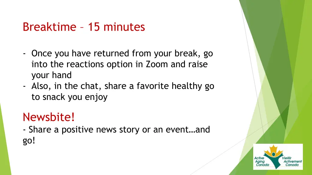 breaktime 15 minutes