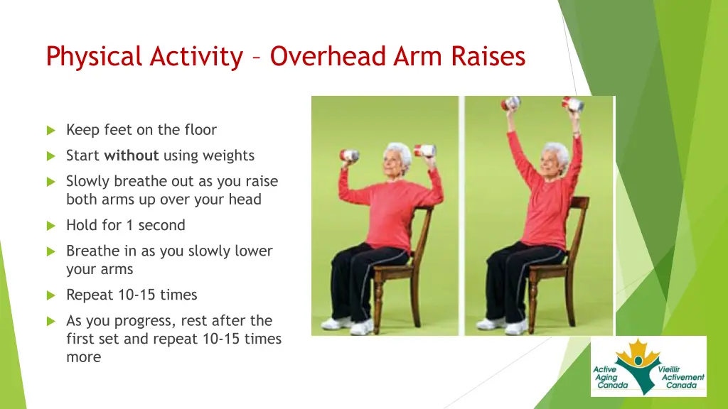 physical activity overhead arm raises
