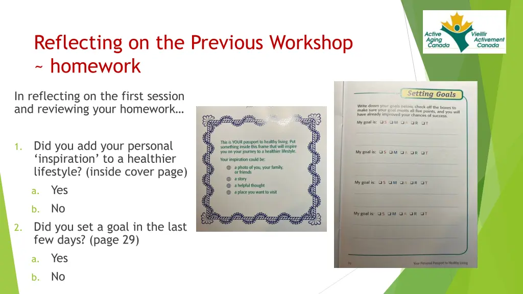 reflecting on the previous workshop homework