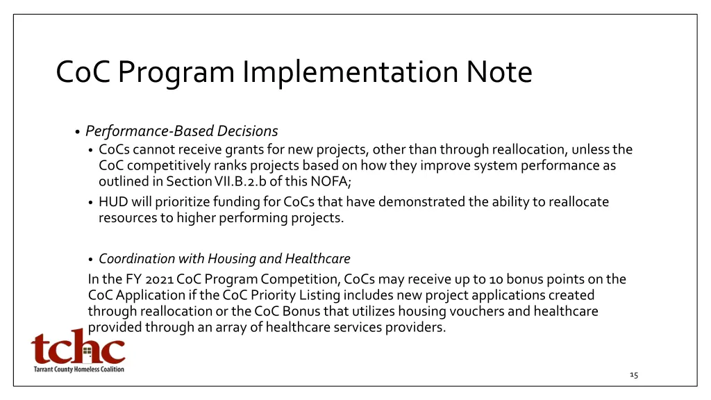 coc program implementation note