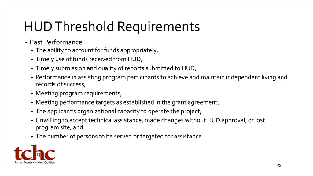 hud threshold requirements