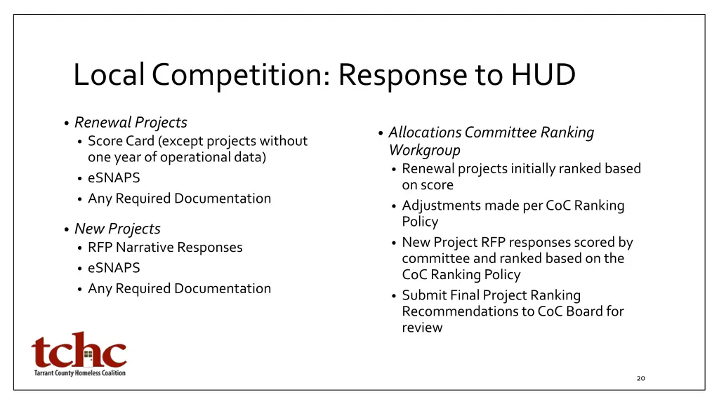 local competition response to hud