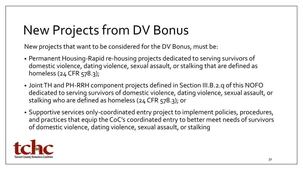 new projects from dv bonus