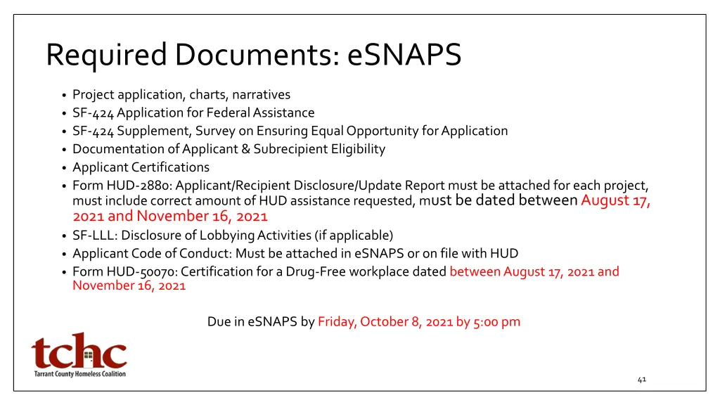 required documents esnaps