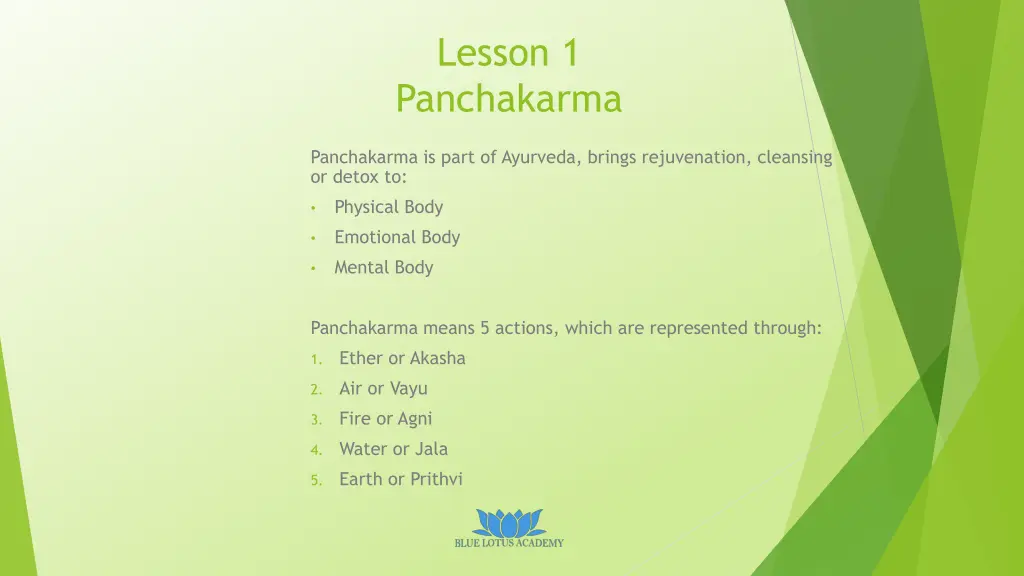 lesson 1 panchakarma