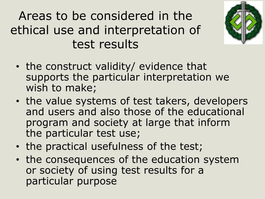 areas to be considered in the ethical