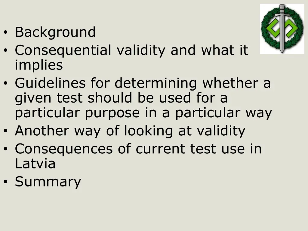 background consequential validity and what