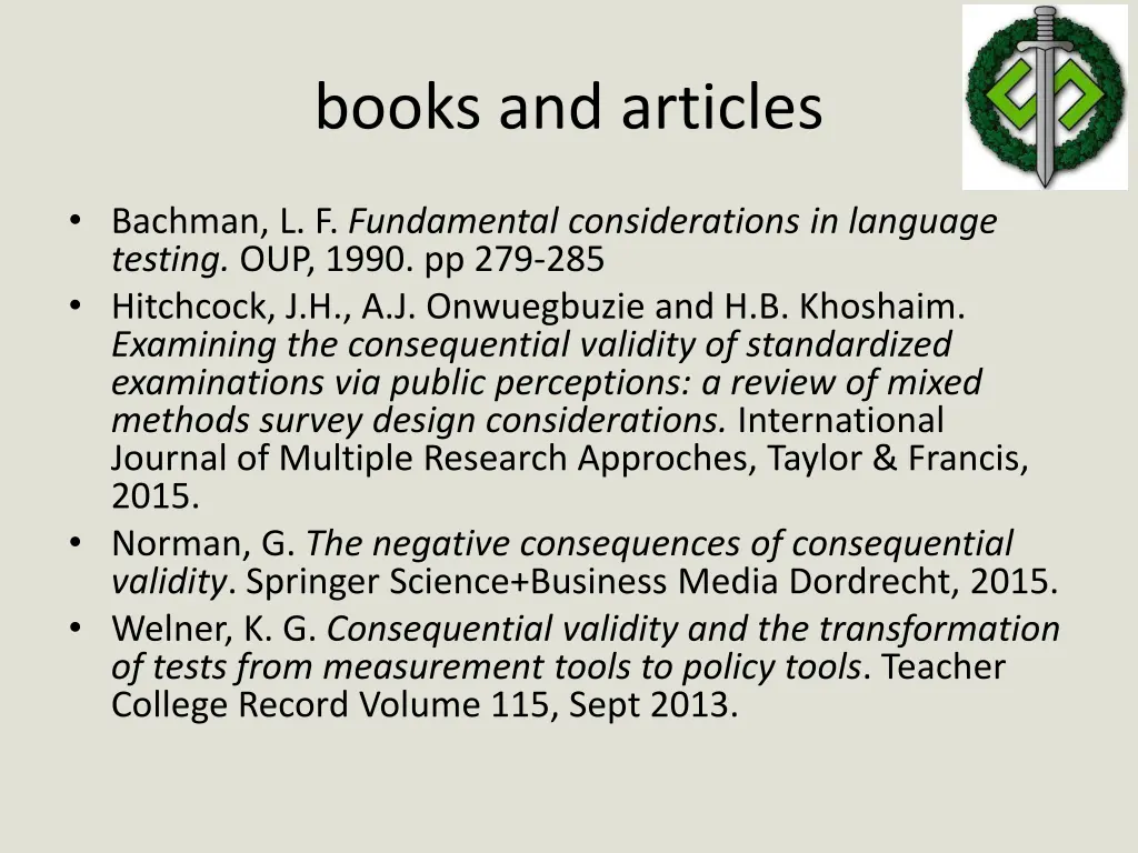 books and articles