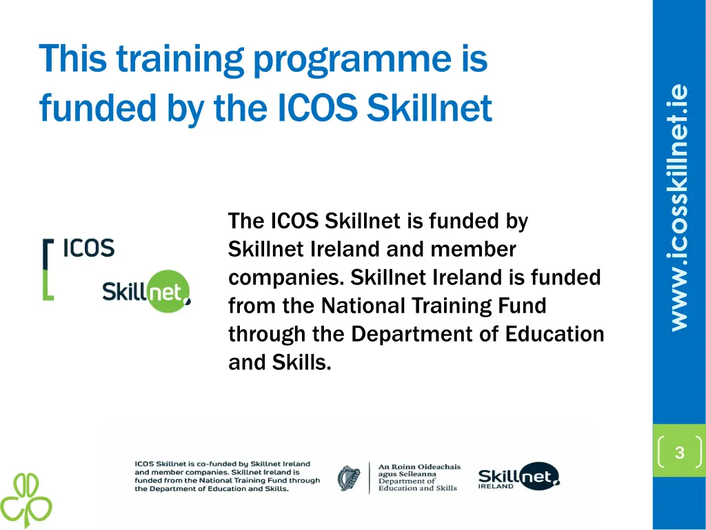 this training programme is funded by the icos