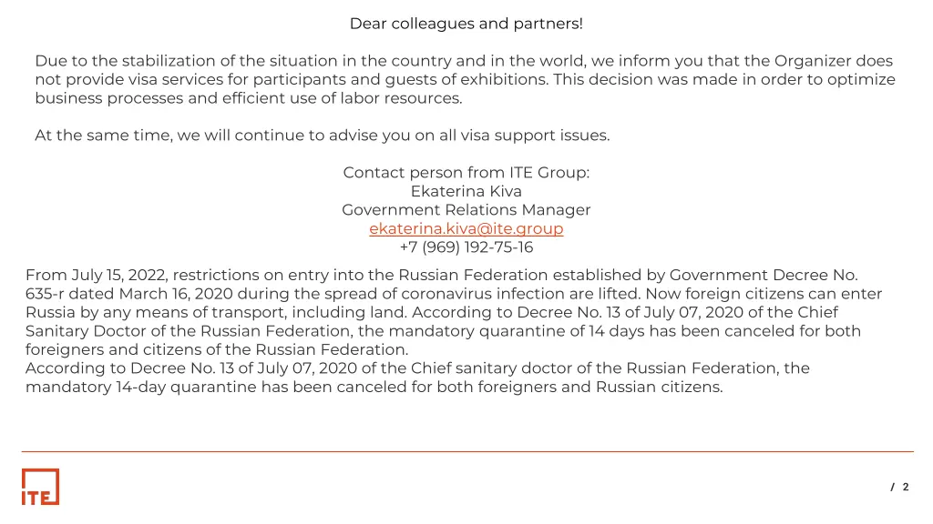 dear colleagues and partners