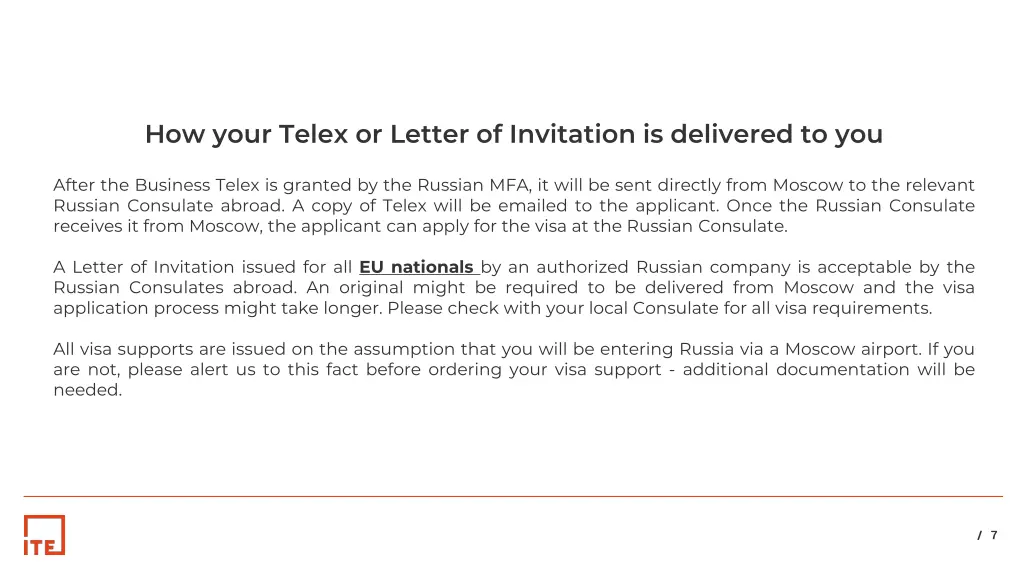 how your telex or letter of invitation
