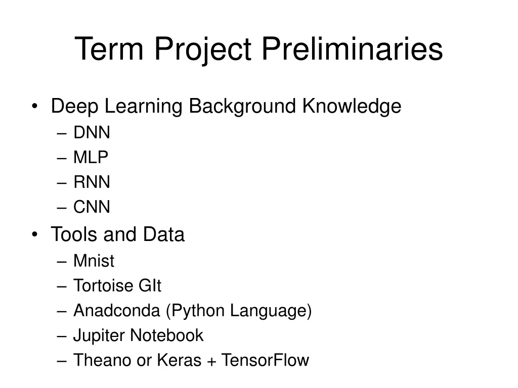 term project preliminaries